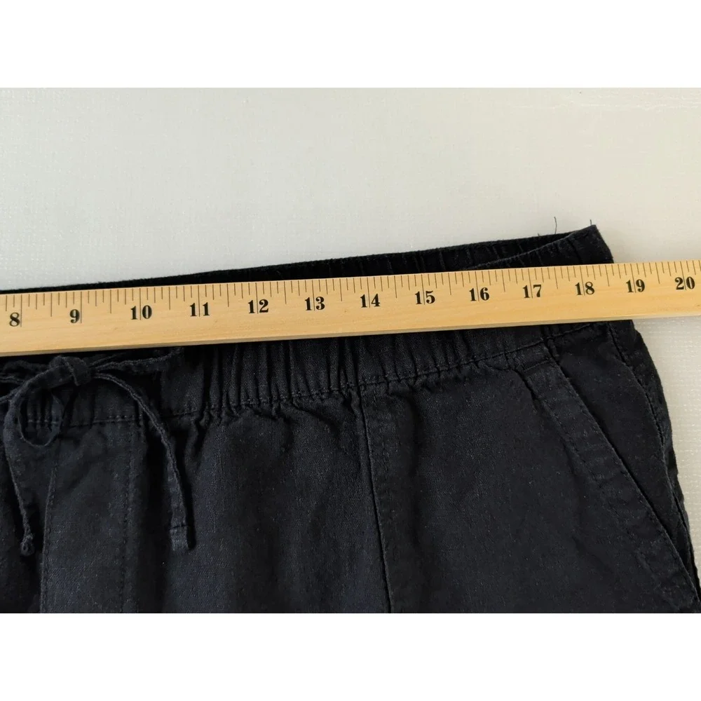Gap Wide Leg Pants Womens XL‎ Black Linen Blend Pull On Business Casual Beach